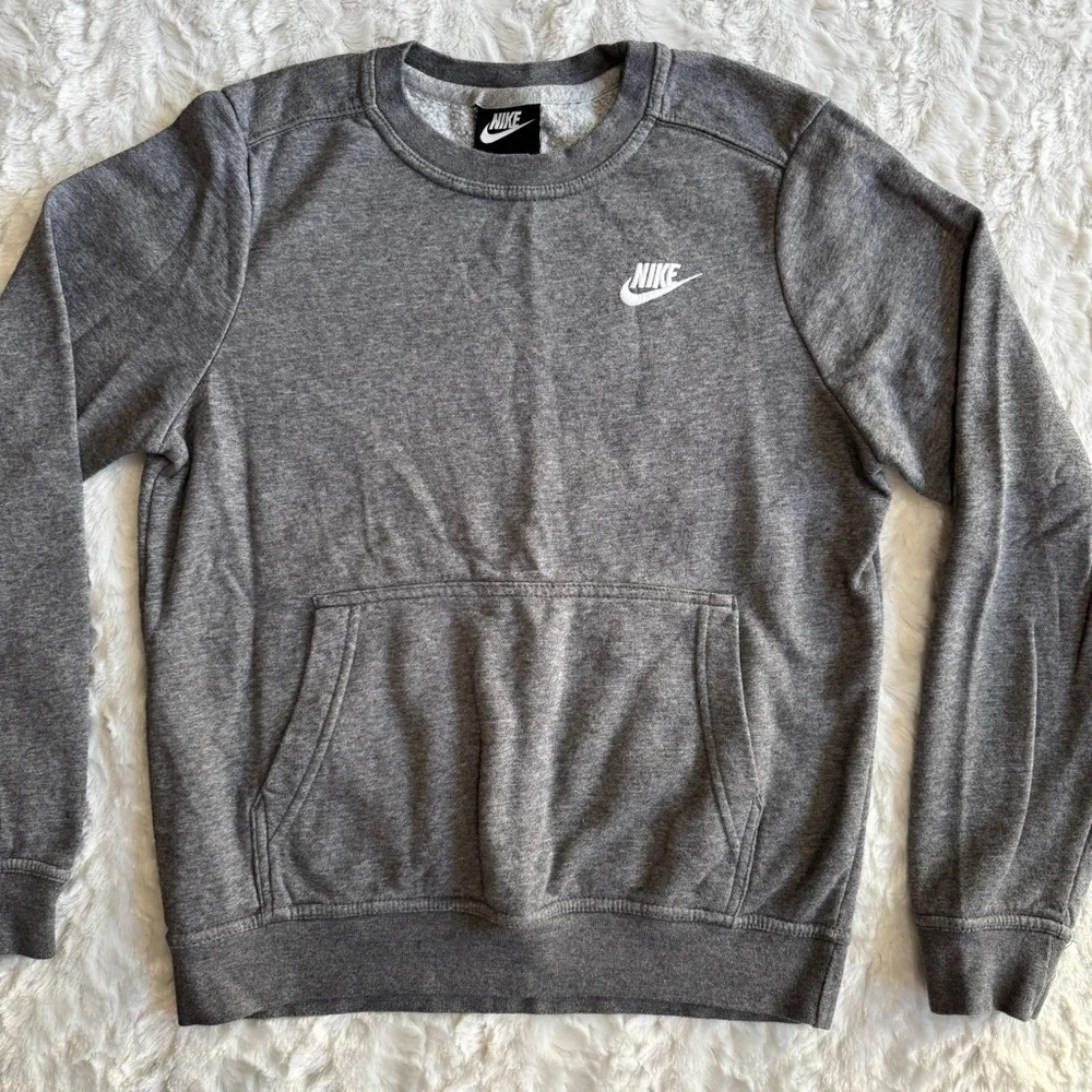 Women’s Nike Grey Crewneck Sweatshirt with Kangaroo Pocket - Picture 2 of 4